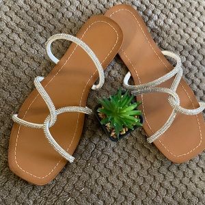 Silver Rhinestone Sandals